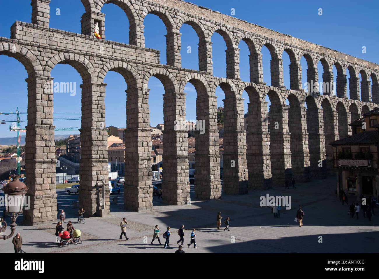 The Roman Aqueduct in Segovia Spain Stock Photo