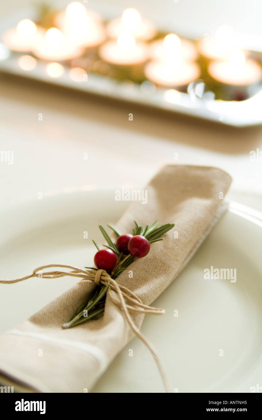 Place setting on table Stock Photo