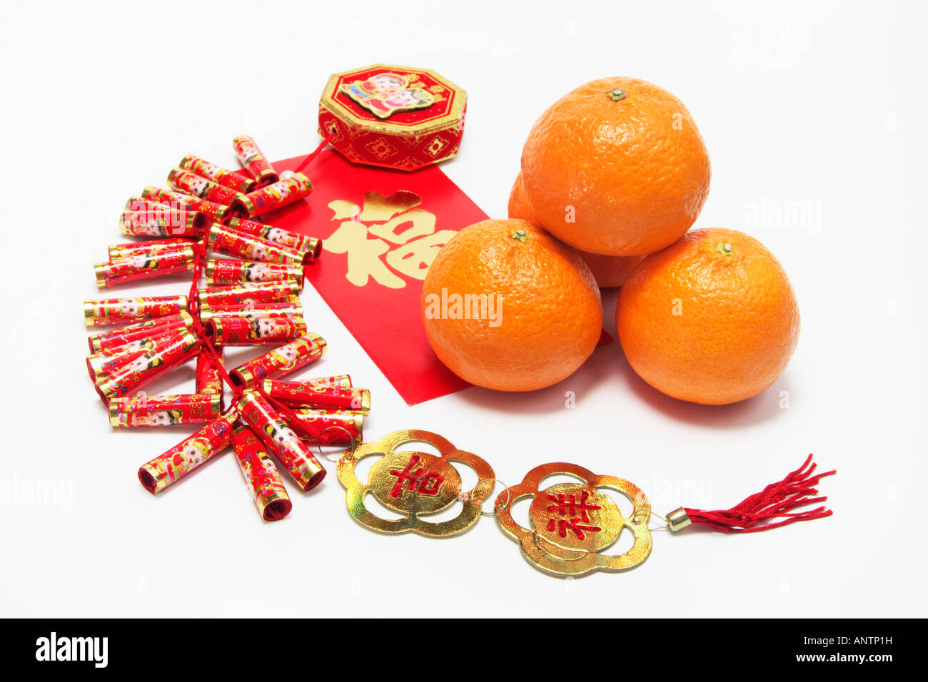 Mandarins and Fire Crackers Stock Photo Alamy