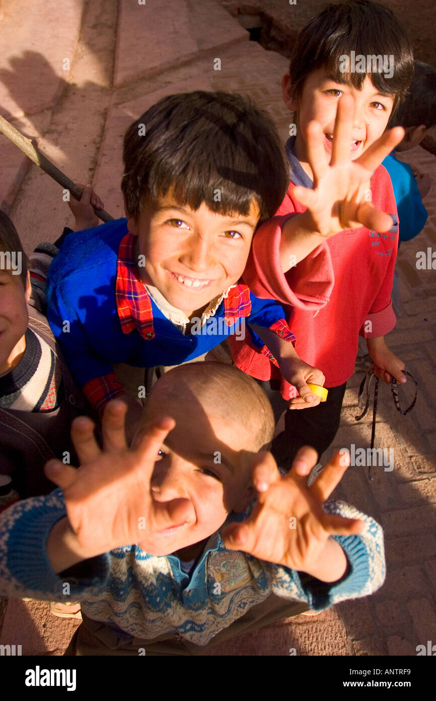 Afghani children living in the rural village of Abyaneh near Kashan Iran Stock Photo