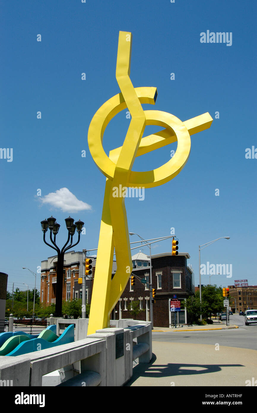 Artwork at the center of the Canal district in Indianapolis City, Indiana IN Stock Photo