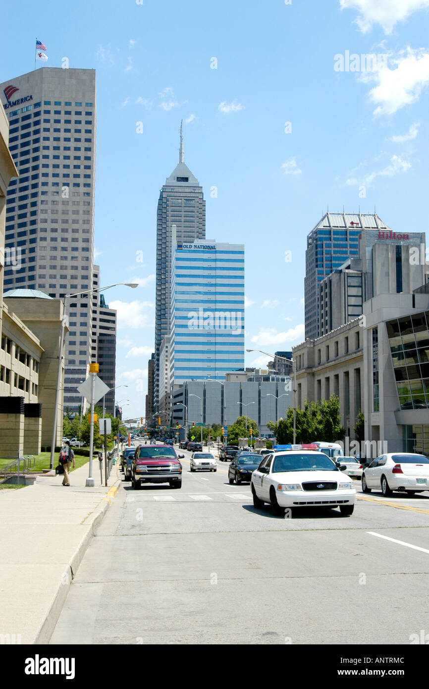 The streets of downtown Indianapolis city Indiana IN Stock Photo