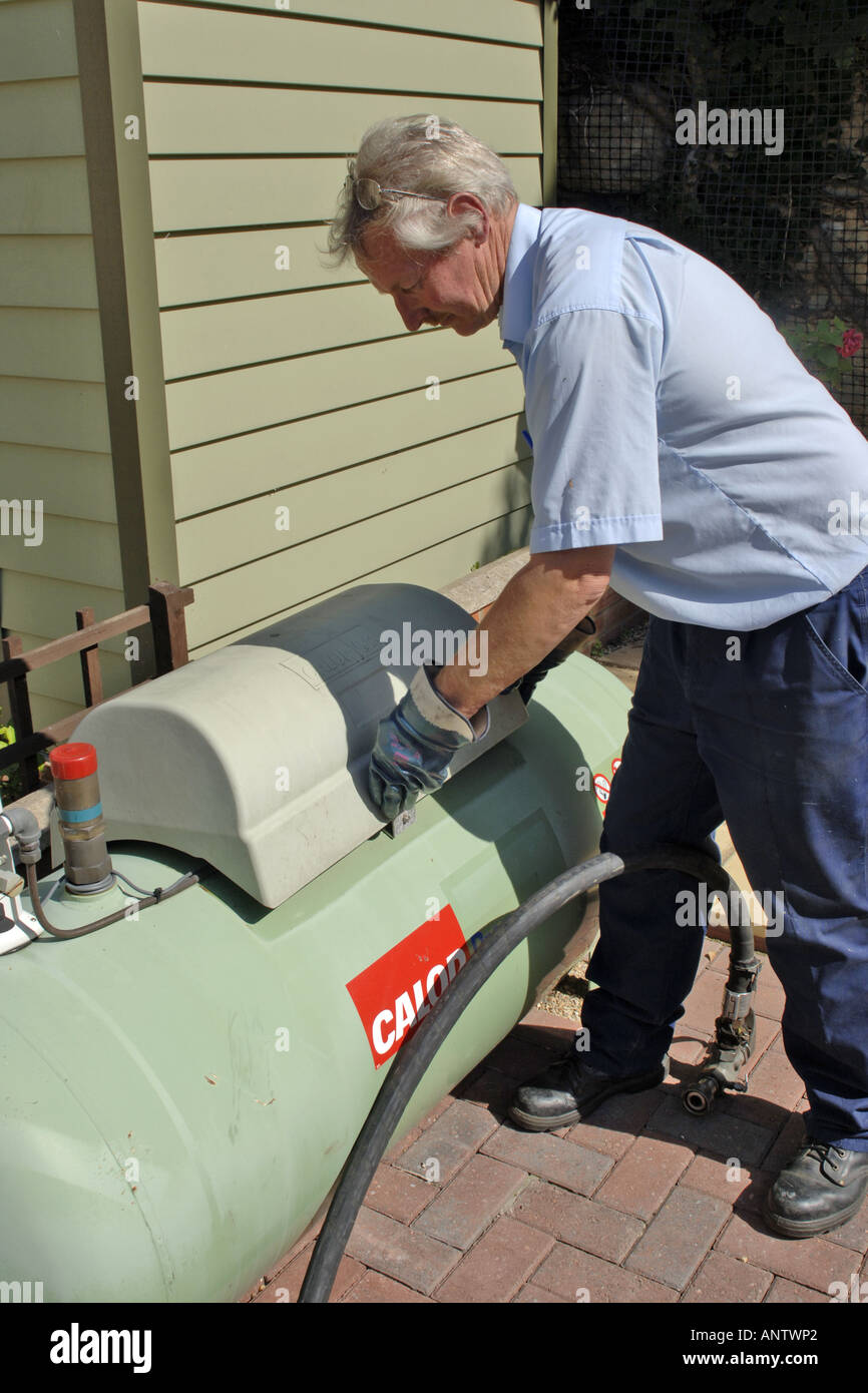 Finished making the LPG Gas delivery and locking the tank hatch Stock Photo Alamy