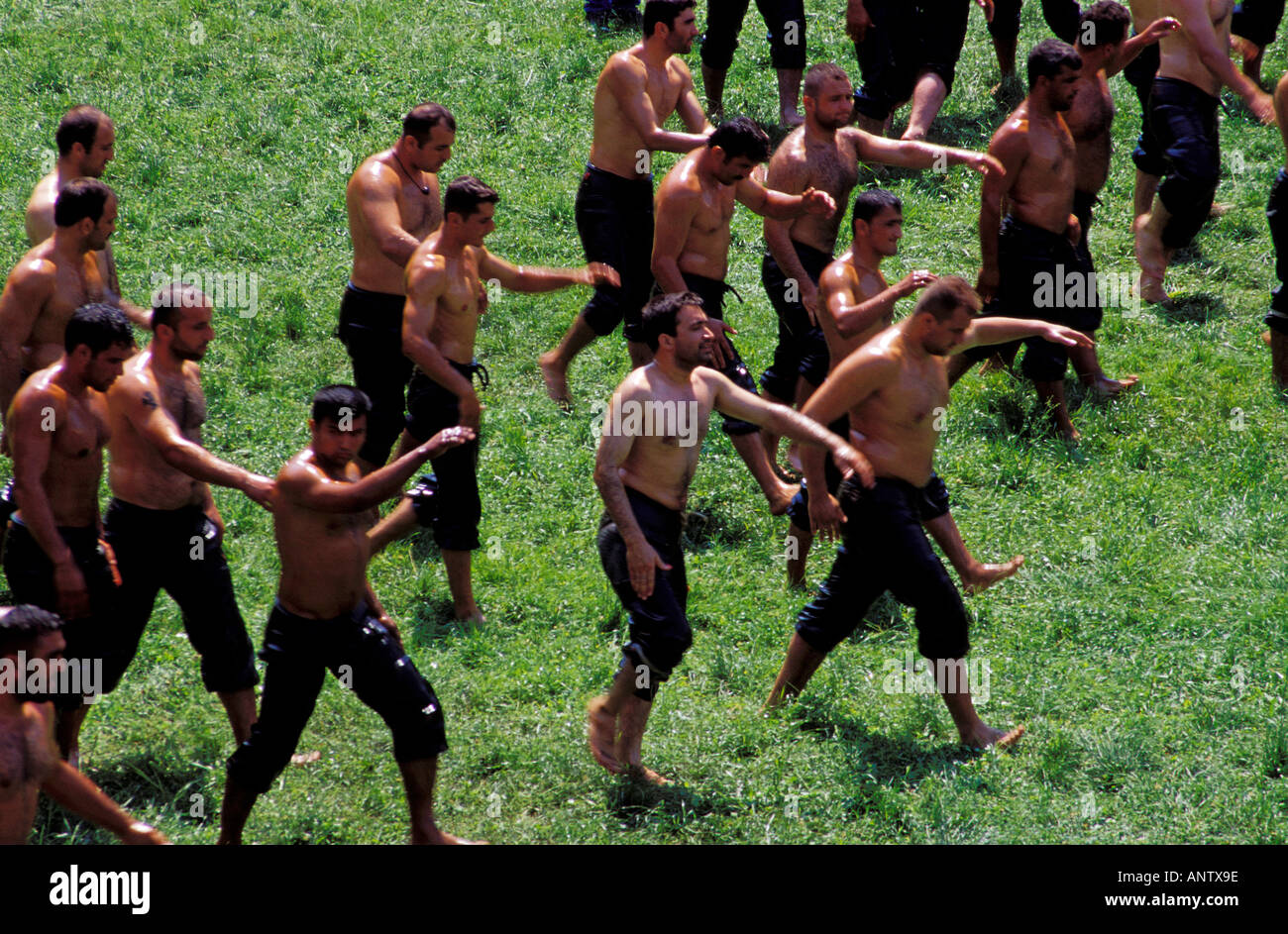 Oil wrestling Kirkpinar Edirne Turkey Stock Photo