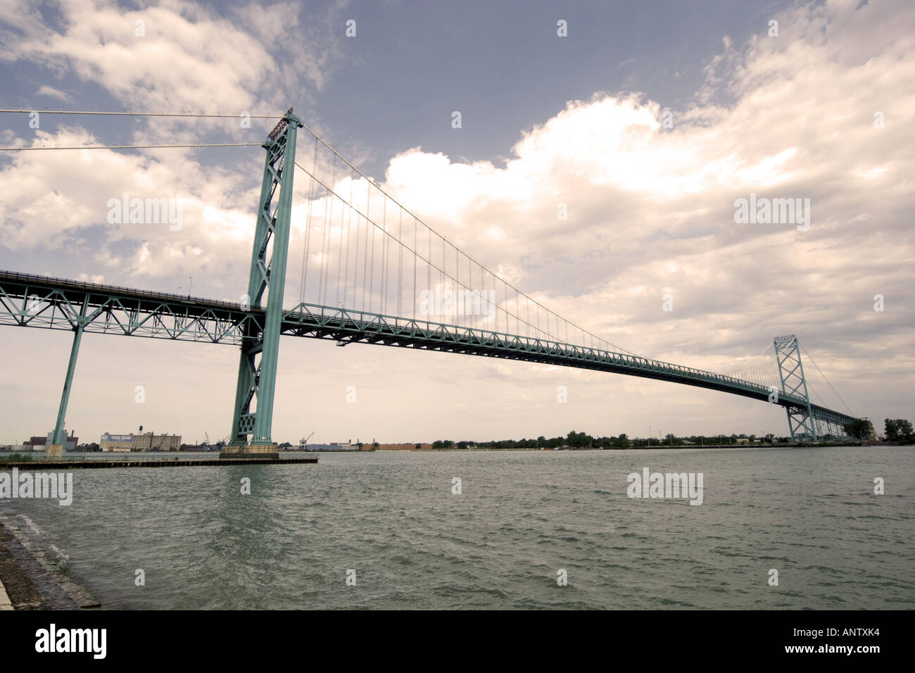 The Ambassador bridge from Detroit Michigan MI USA to Windsor Canada Stock Photo