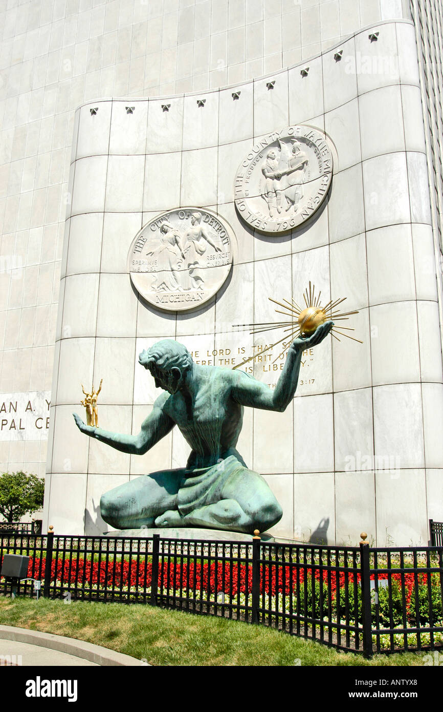 The Spirit of Detroit Sculpture at the Coleman A Young Municiple center