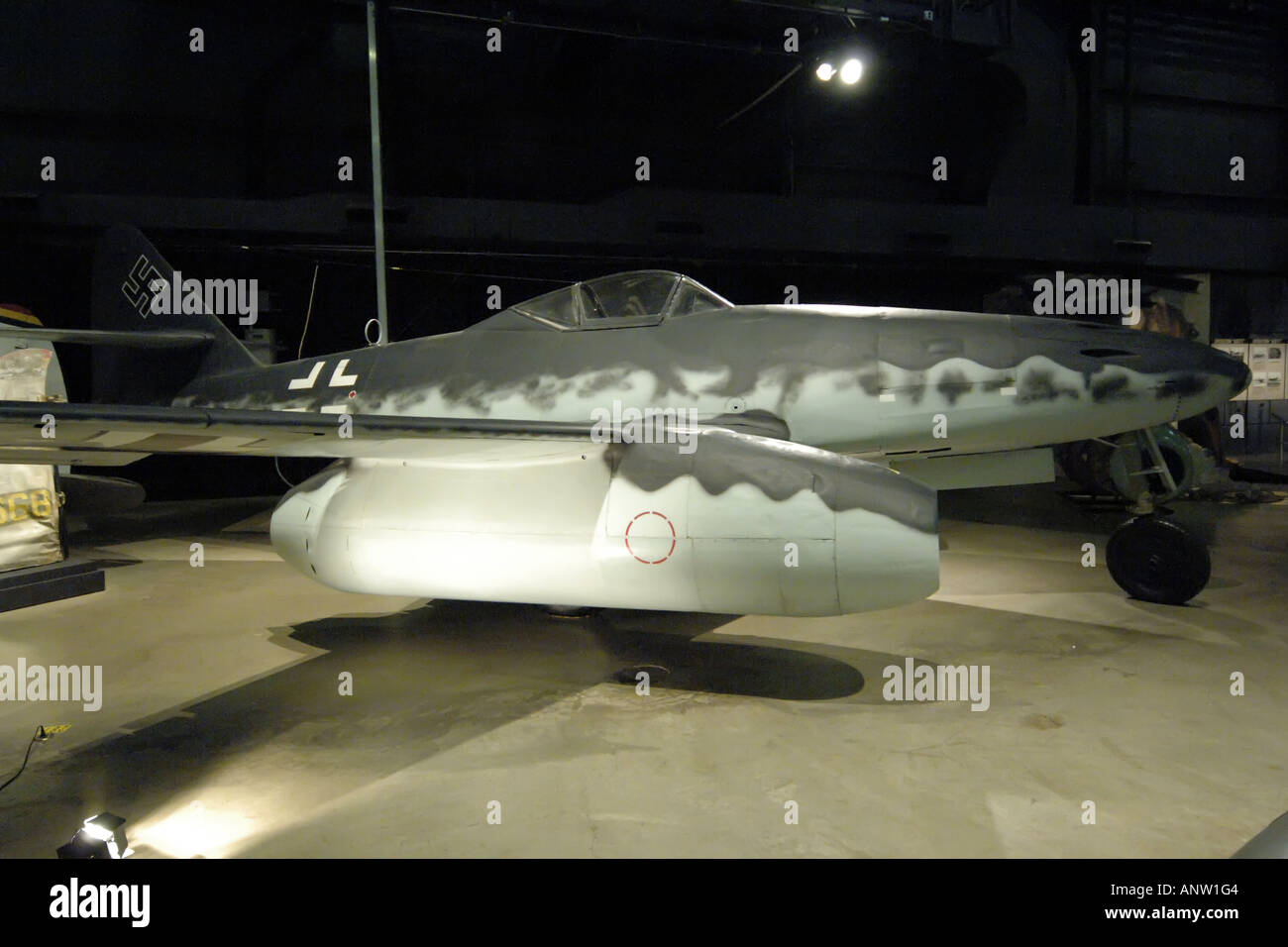 German Messerschmitt ME262 The first Operational jet fighter of WW2 at the Wright Patterson Air Force Museum in Dayton, Ohio. Stock Photo