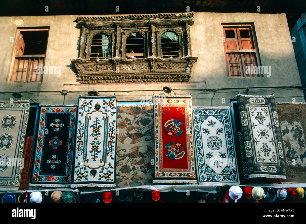 carpet shop at indra chowk market city of kathmandu nepal Stock Photo