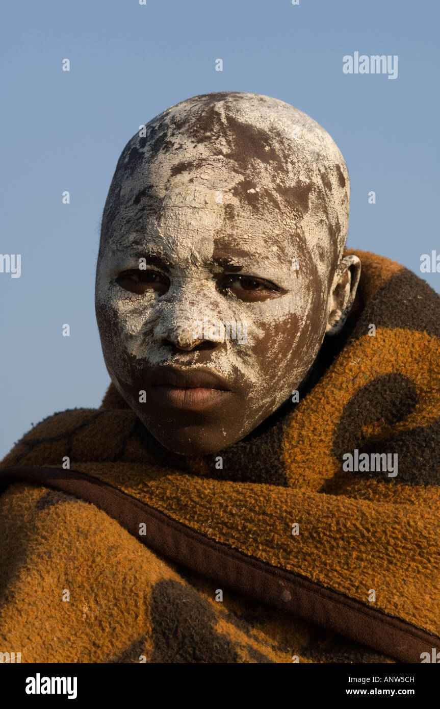 Xhosa boy in initiation period after circumcision, Coffee Bay, Wild Coast, Eastern Cape, South Africa Stock Photo