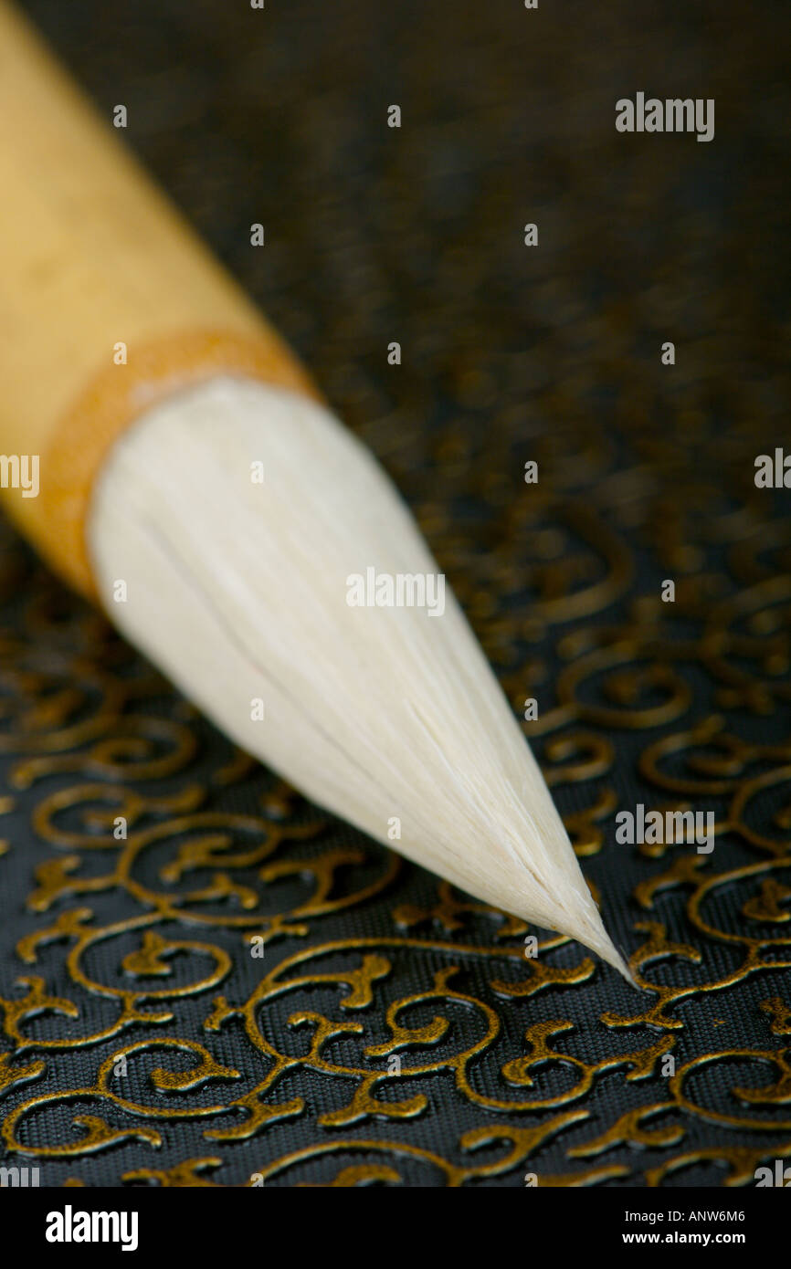 Closeup of an artists chinese paint brush Stock Photo Alamy