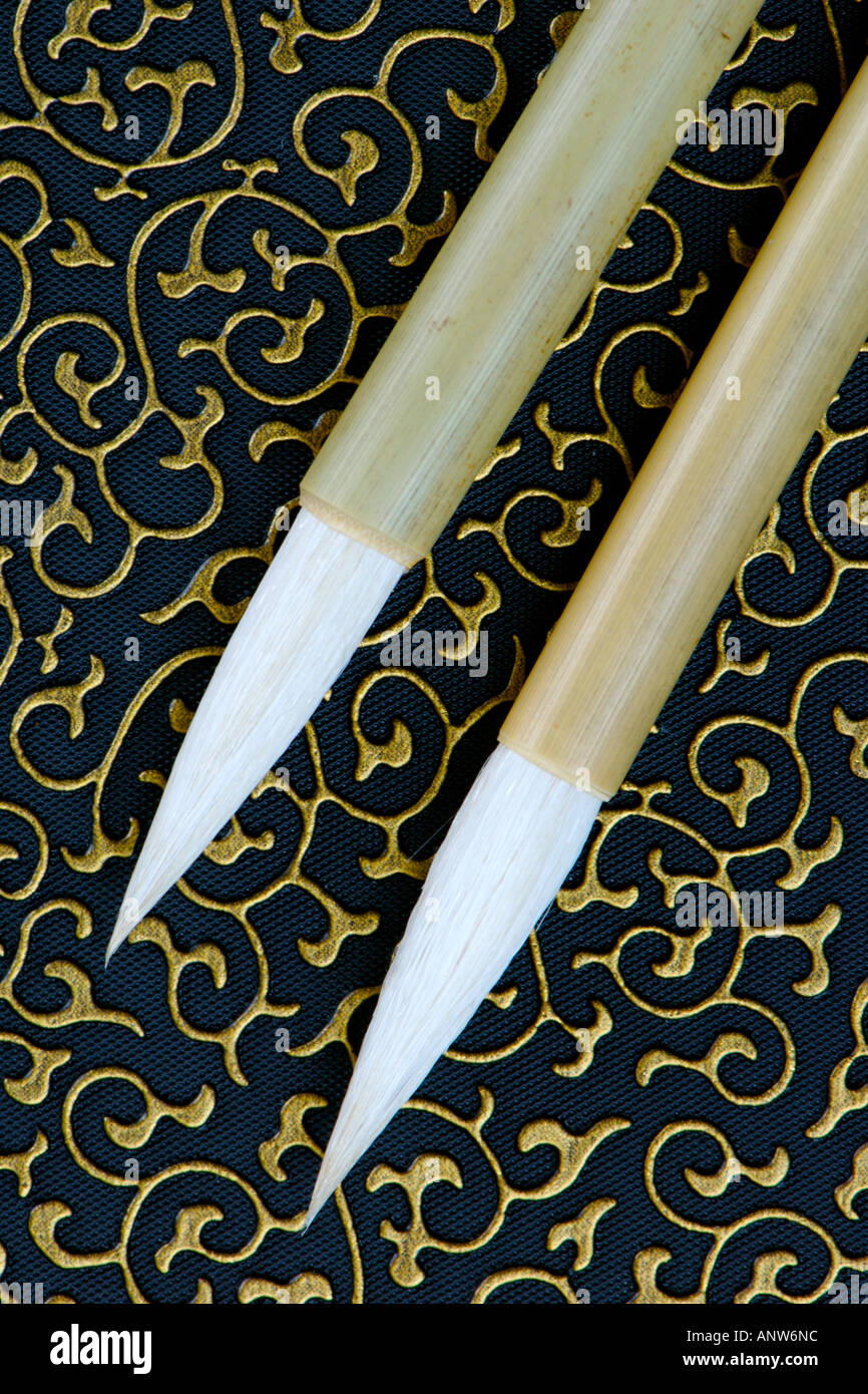 Closeup of an artists chinese paint brush Stock Photo Alamy