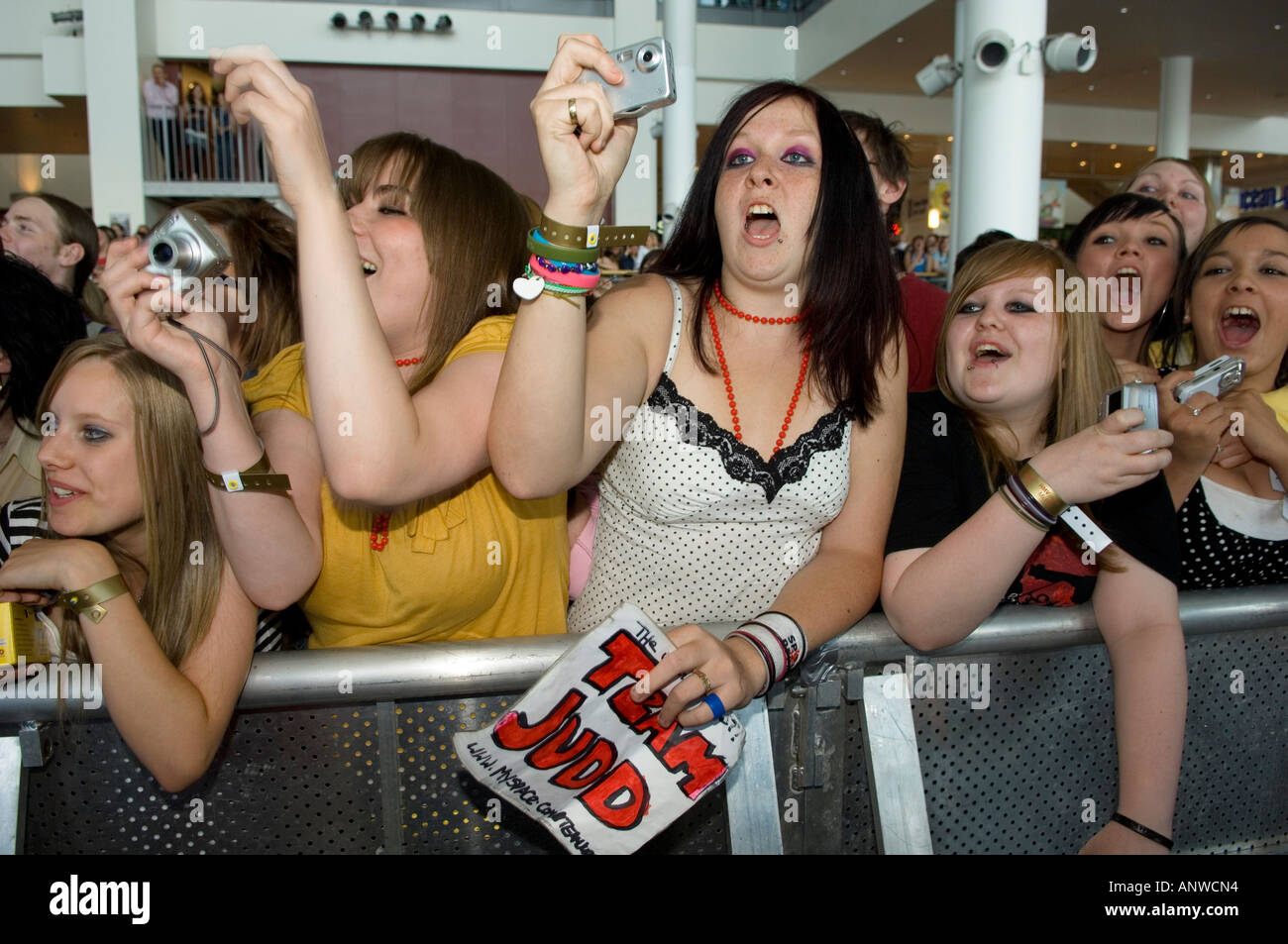 Screaming female fans at McFly band performance Stock Photo