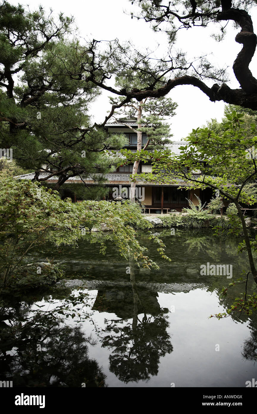 Traditional Japanese house, Kyoto with pond and gardens Stock Photo - Alamy