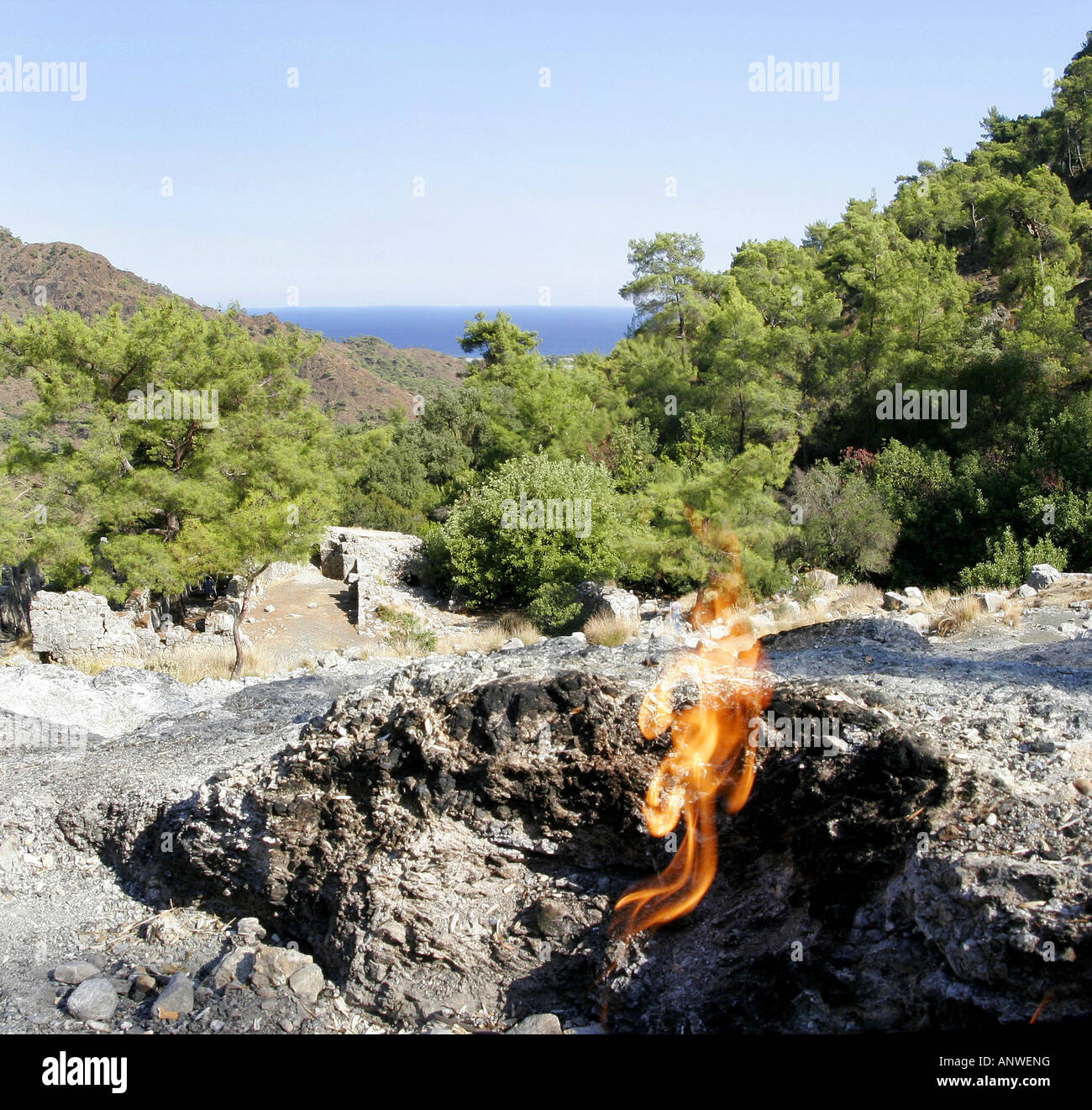 eternal flames of Chimaira near Antalya the mythical creature Chimaere ...