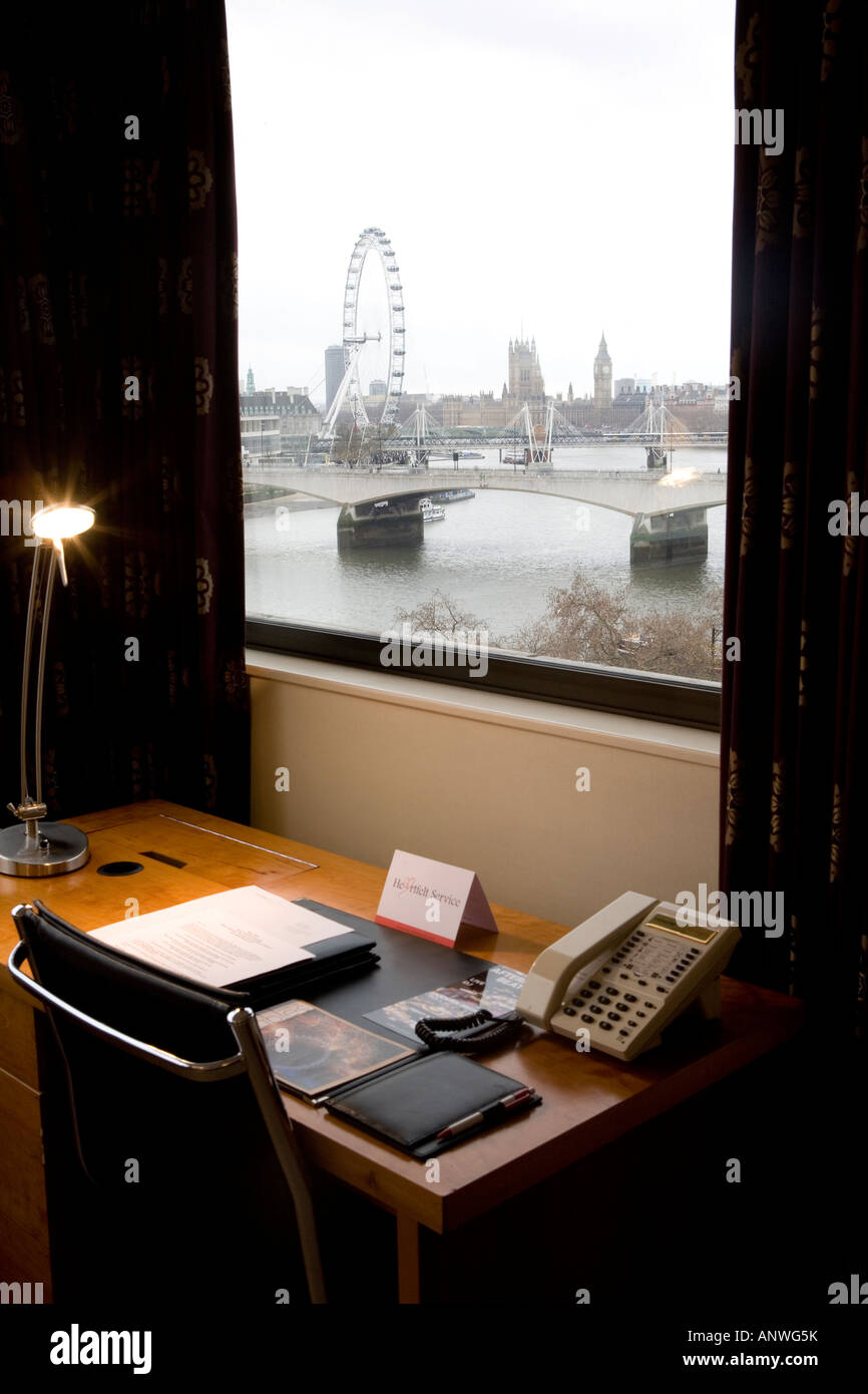 A standard room inside the top West End hotel, Swissotel, London, UK Stock Photo