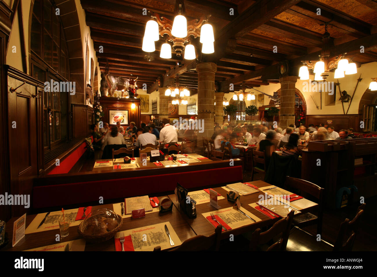 Restaurant scene in the traditional Swiss restaurant "Zeughauskeller