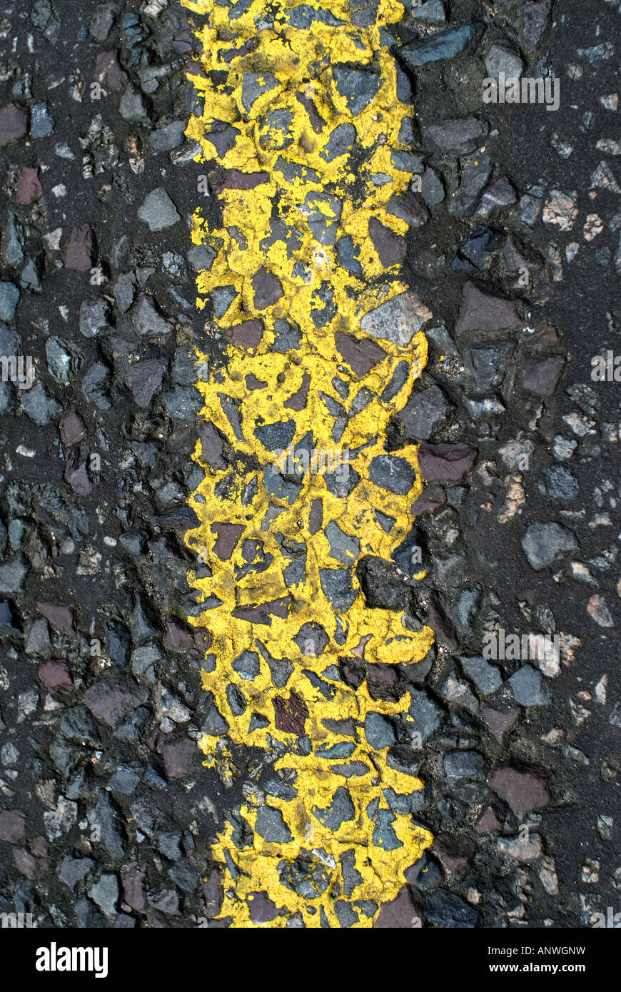 Worn Yellow Line Painted on Road Stock Photo Alamy