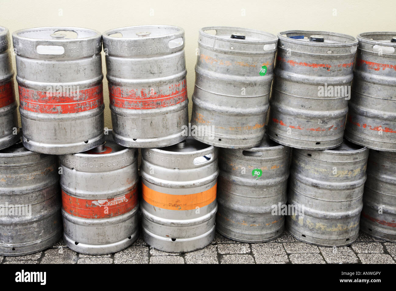 Beer barrels outside of a pub Stock Photo Alamy