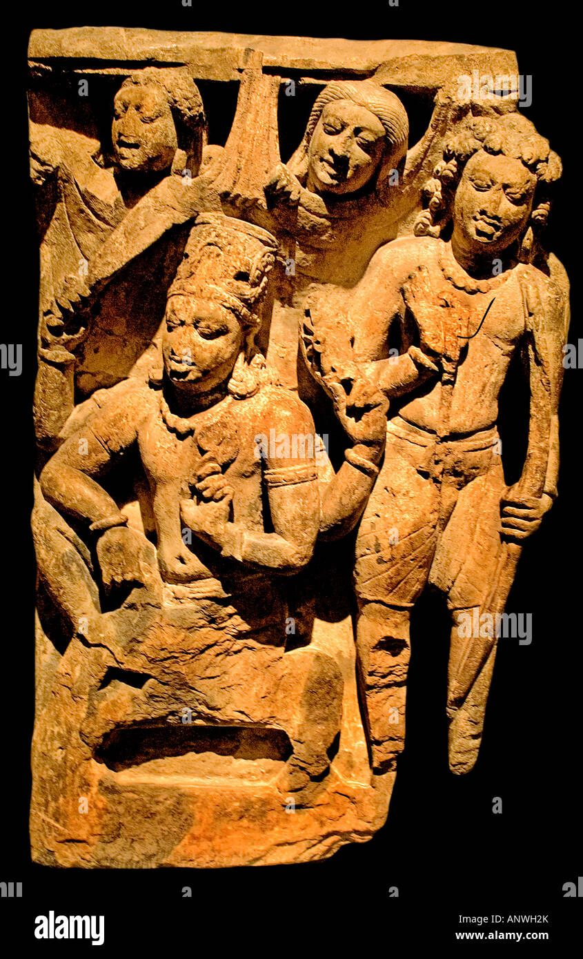 Krishna and Arjuna Deogarh style 5th 6 th cent AD India Indian Hindu Stock Photo