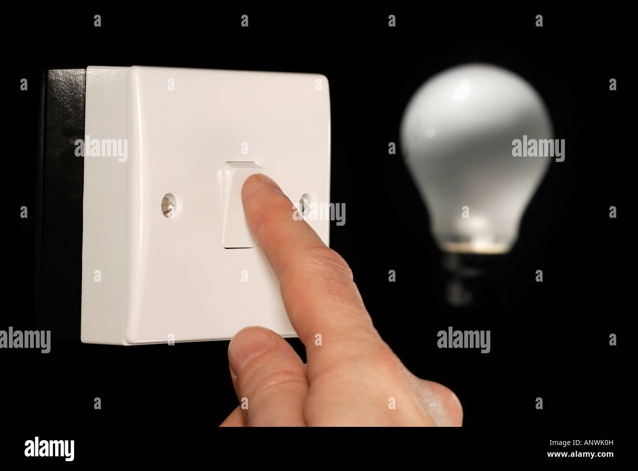 Light switch and bulb Stock Photo
