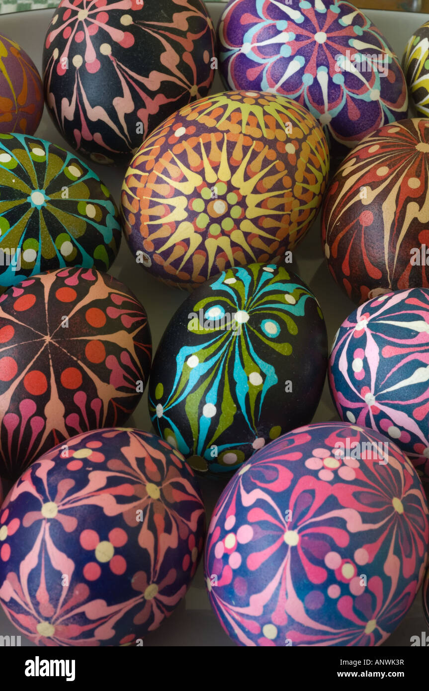 Collection Of Easter Eggs Decorated Using Batik Method By Krystyna