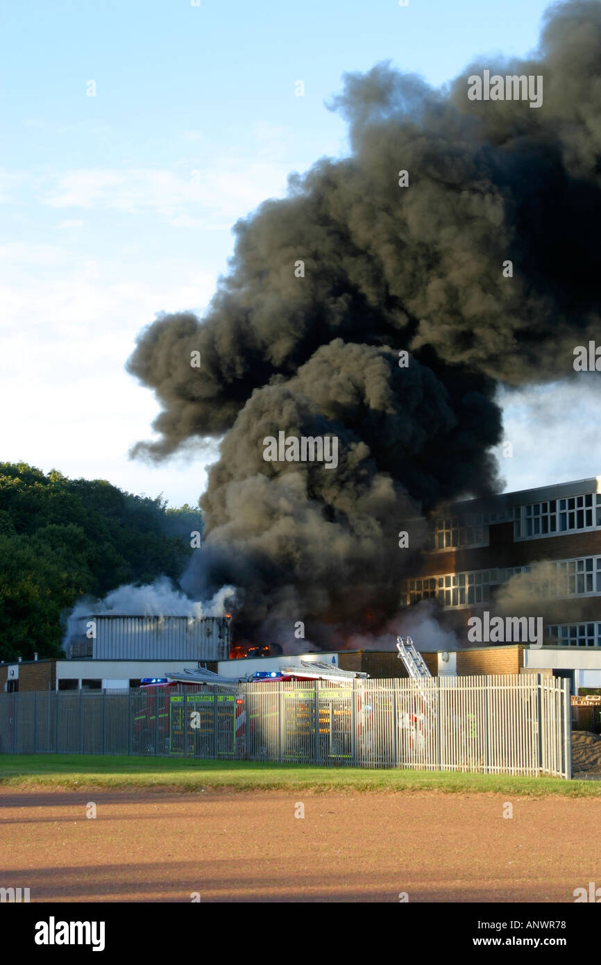School building fire Stevenston Scotland Stock Photo