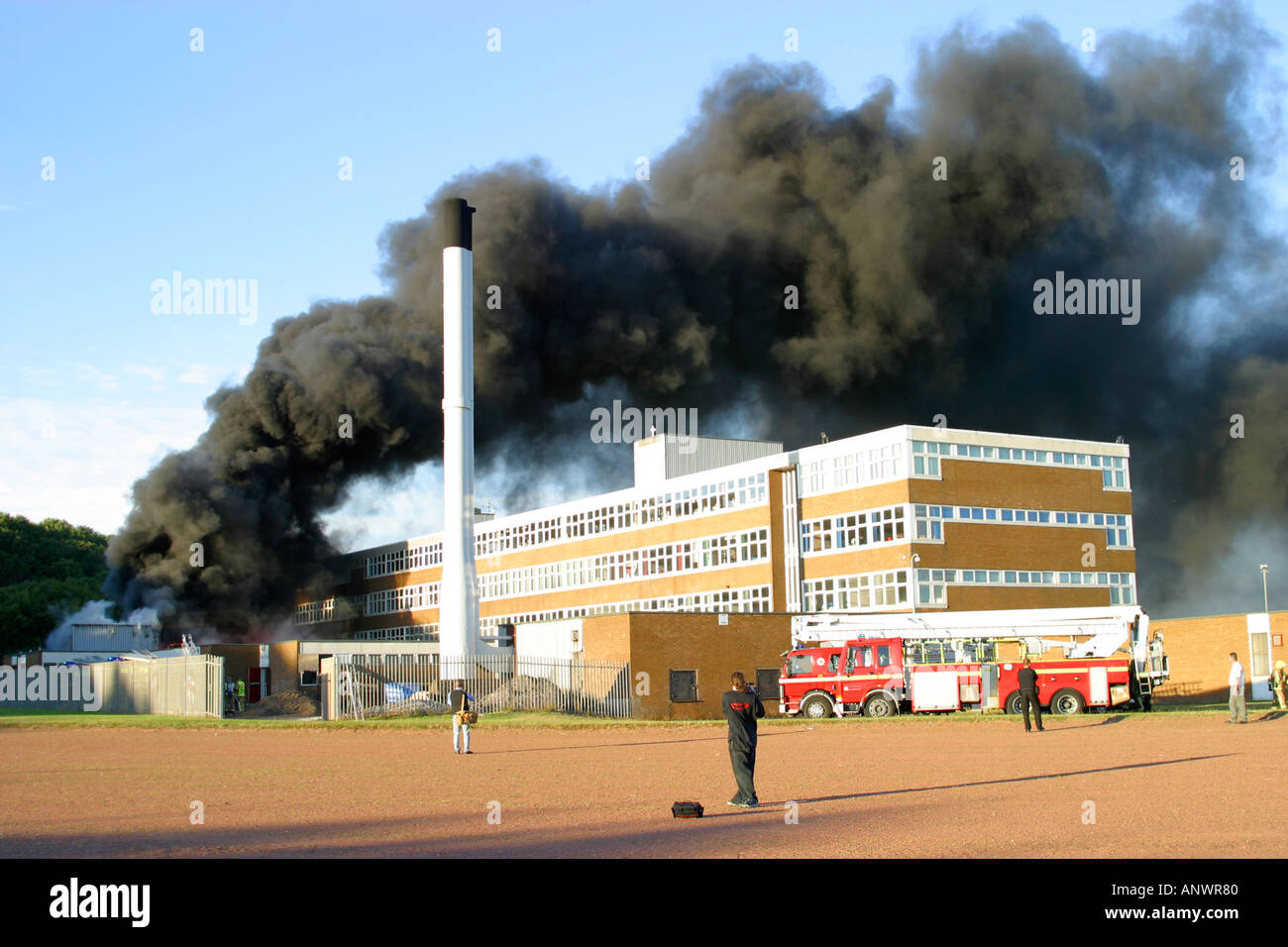 School building on fire Stevenston Scotland Stock Photo