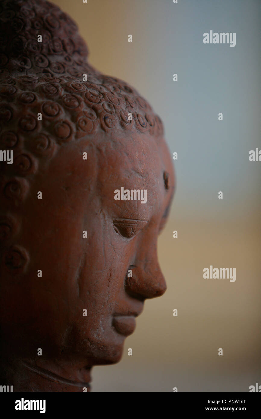Ceramic Buddahs Head.  Picture by James Boardman Stock Photo