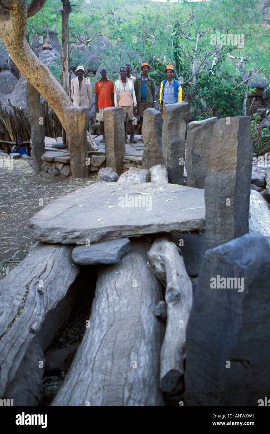 Africa, Ethiopia, Stone grave markers (Stellae) in the Konso village of