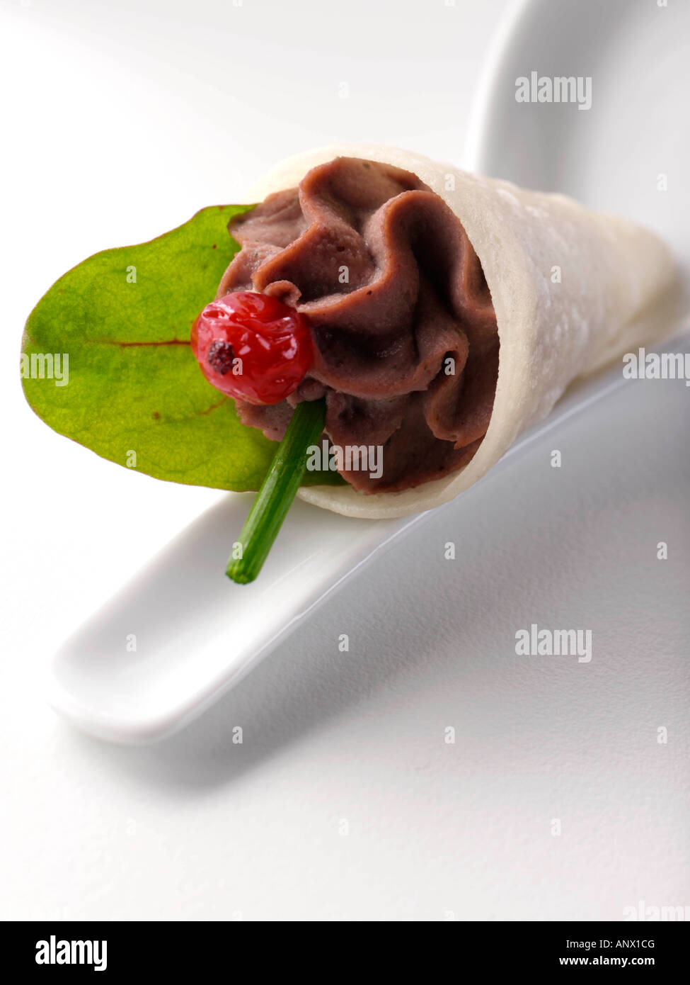 Chicken liver pate canape gourmet editorial party food Stock Photo Alamy