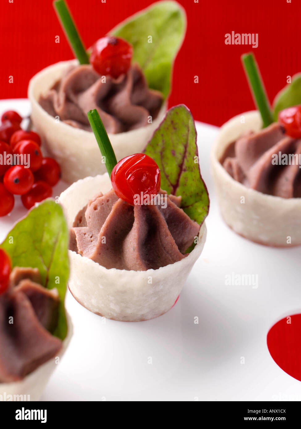 Chicken liver pate canapes gourmet editorial party food Stock Photo Alamy
