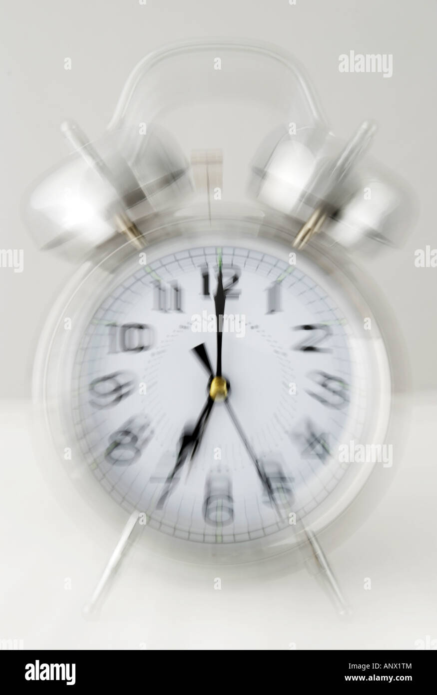 loud ringing chrome alarm clock Stock Photo Alamy