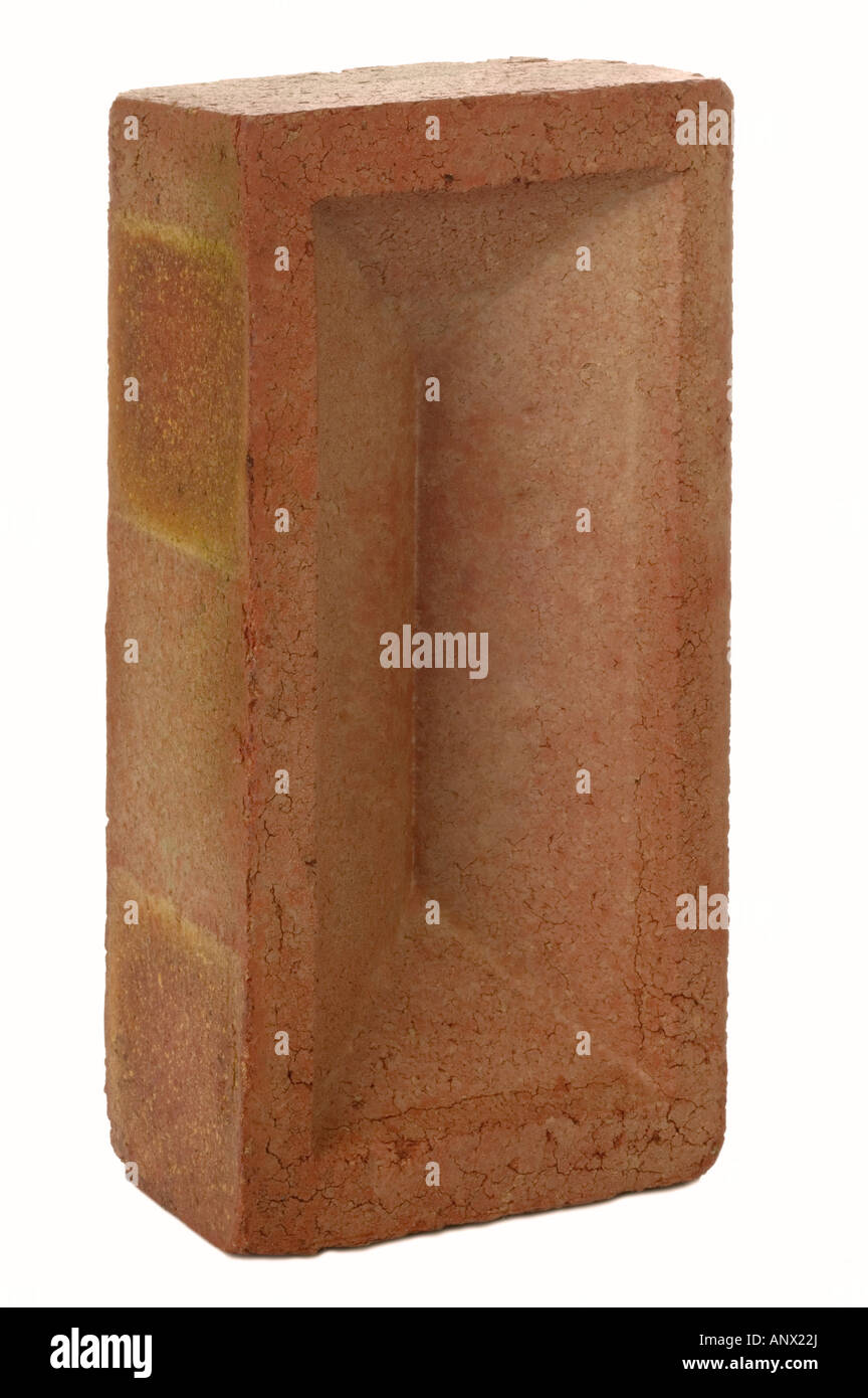 Red brick in an upright position isolated on a white background, cut out Stock Photo