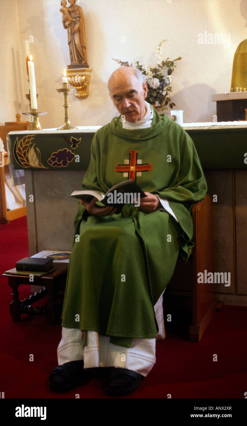 St Anne's Catholic Church Kingston England Mass Priest Reading Scriptures Stock Photo