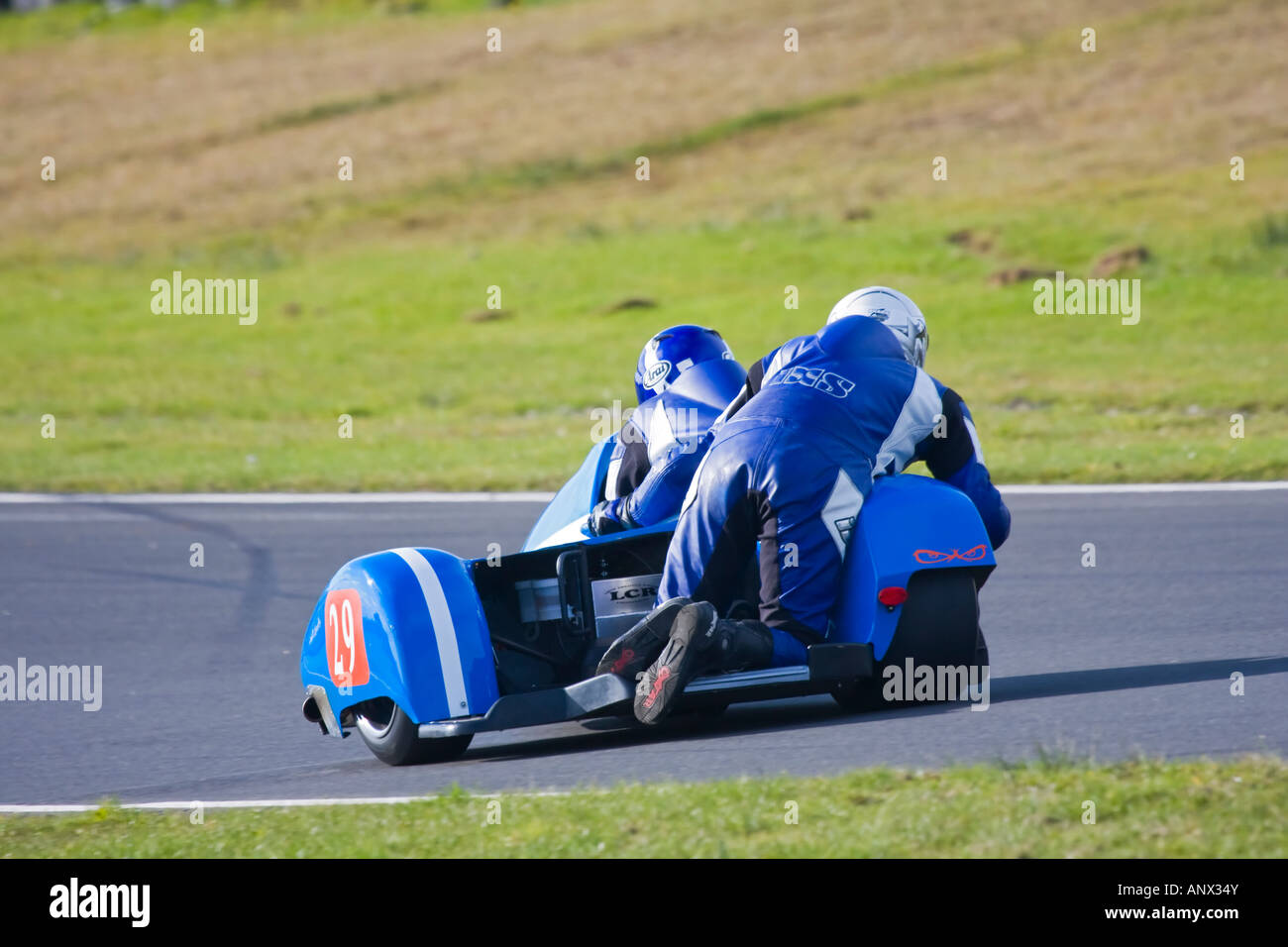Motorcycle and sidecar racing at Knockhill circuit FIfe Scotland Stock Photo