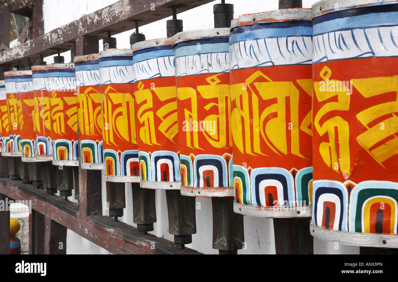 prayer wheels in a store, India, West Bengal, Kalimpong Stock Photo Alamy