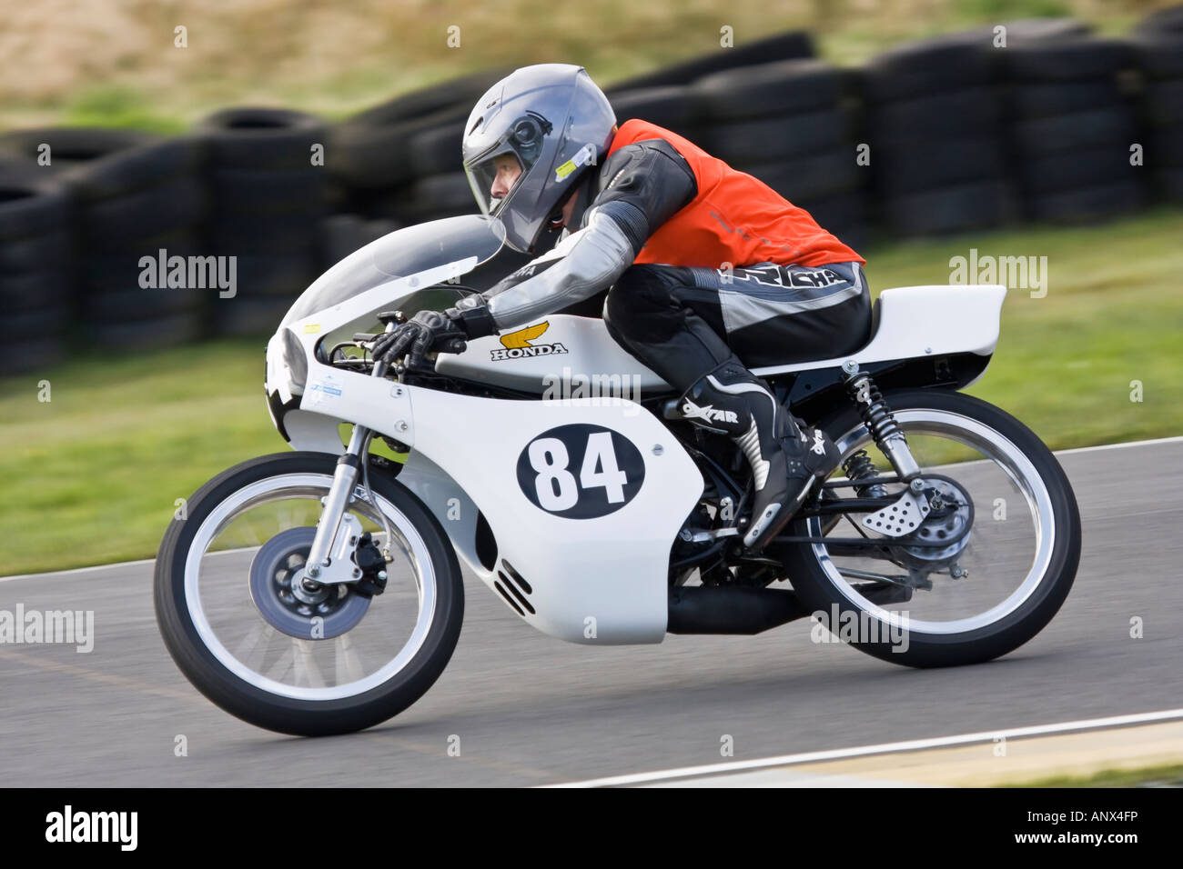 Vintage Honda motorbike racing at Knockhill circuit Fife Scotland Stock