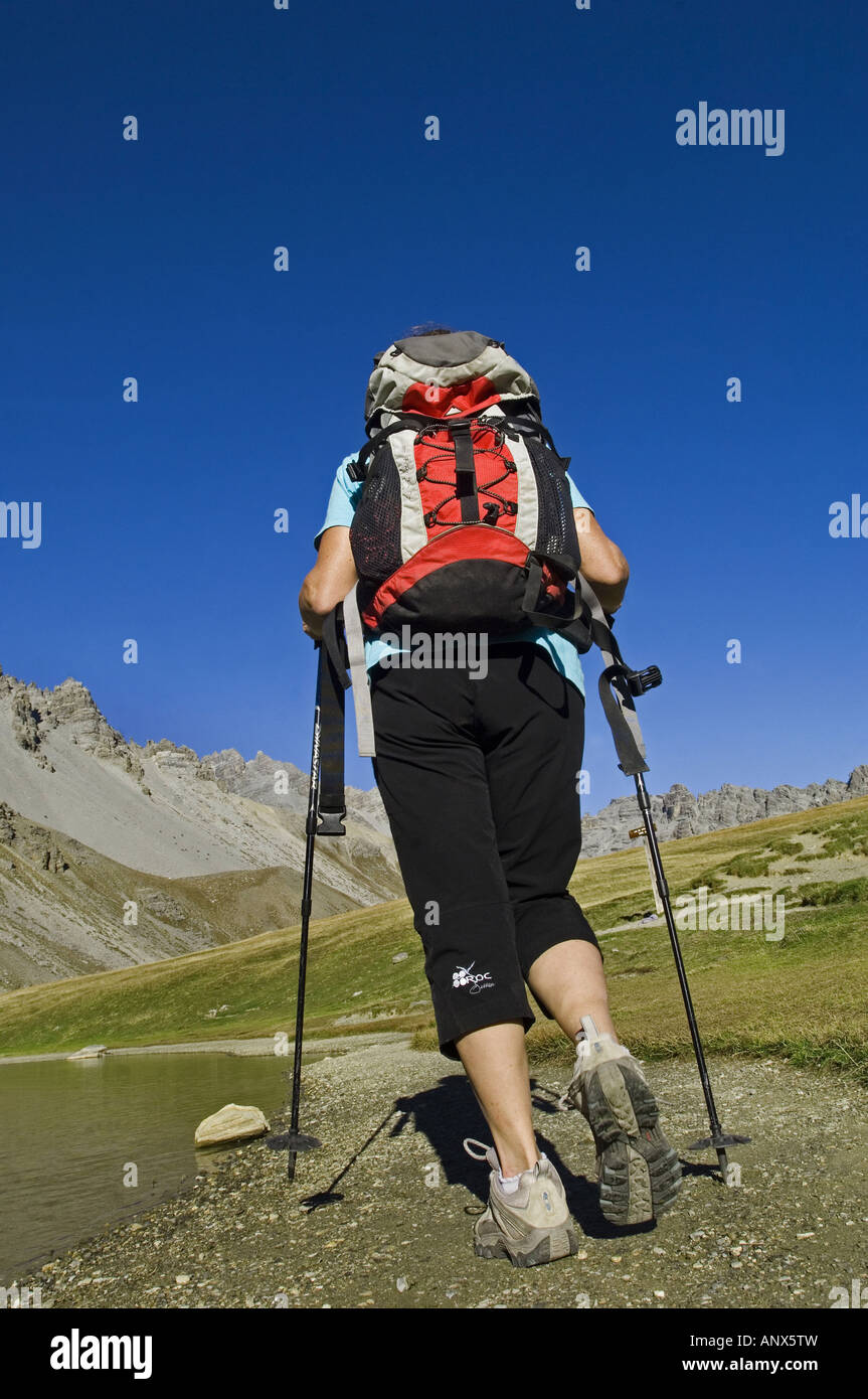female mountain hiker in the Alps, France, Alps Stock Photo - Alamy