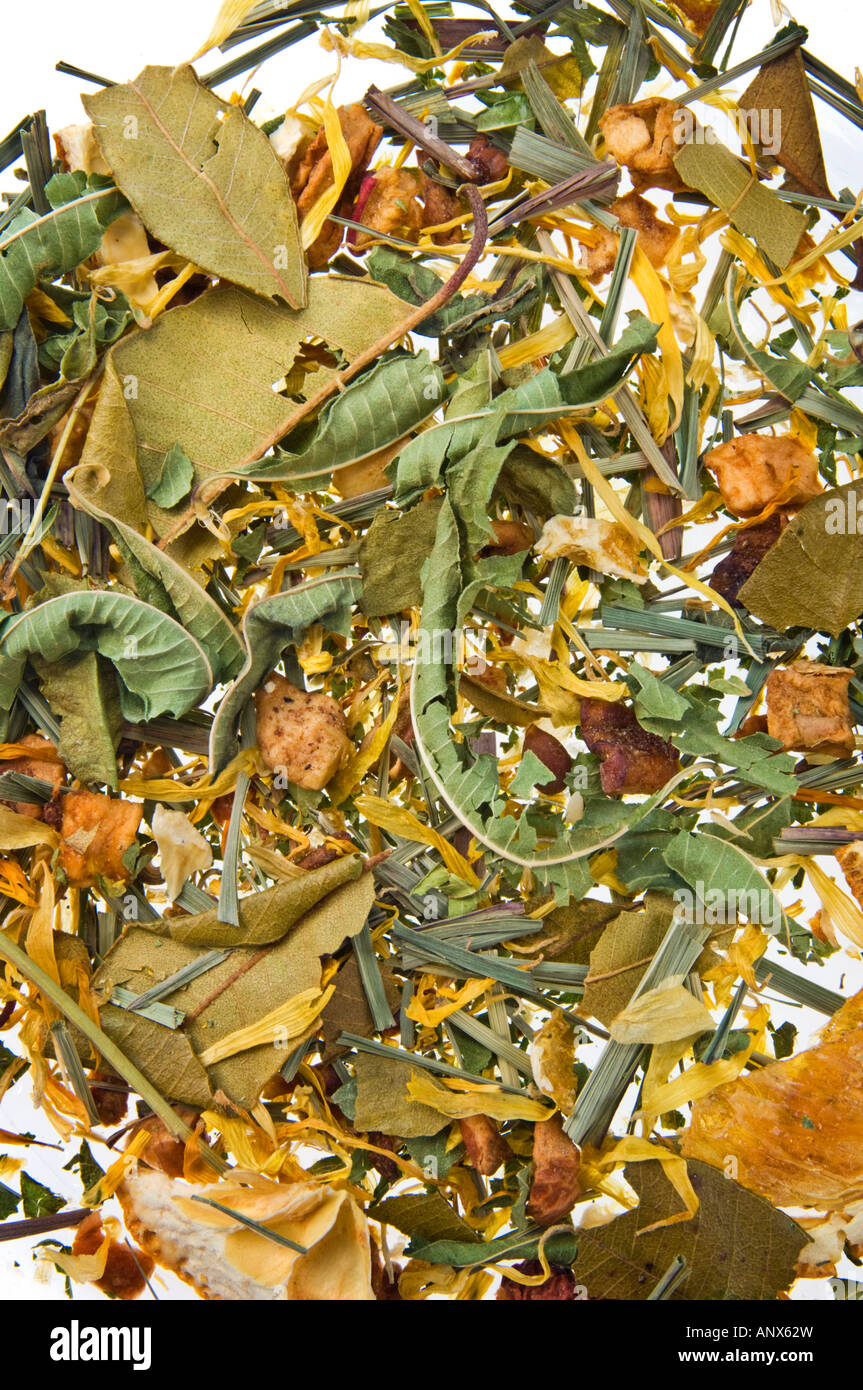 tea dry herb tea herbes flowers tee roots pattern structure dried mixture mix mixing health healthy Stock Photo