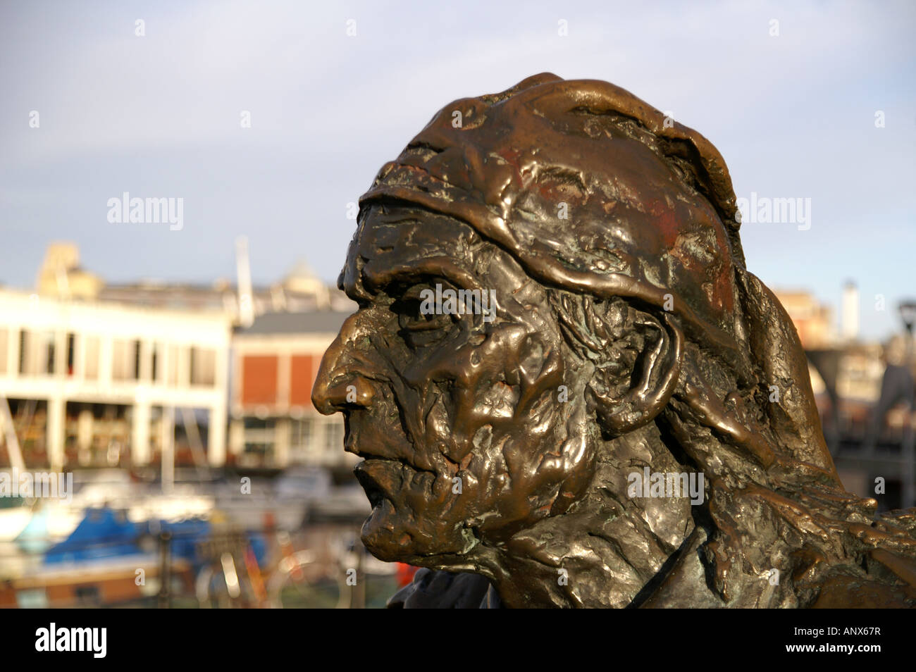 Bronze statue of a sailor on Bristol Harbour side, adjacent to the Arnolfini gallery Stock Photo