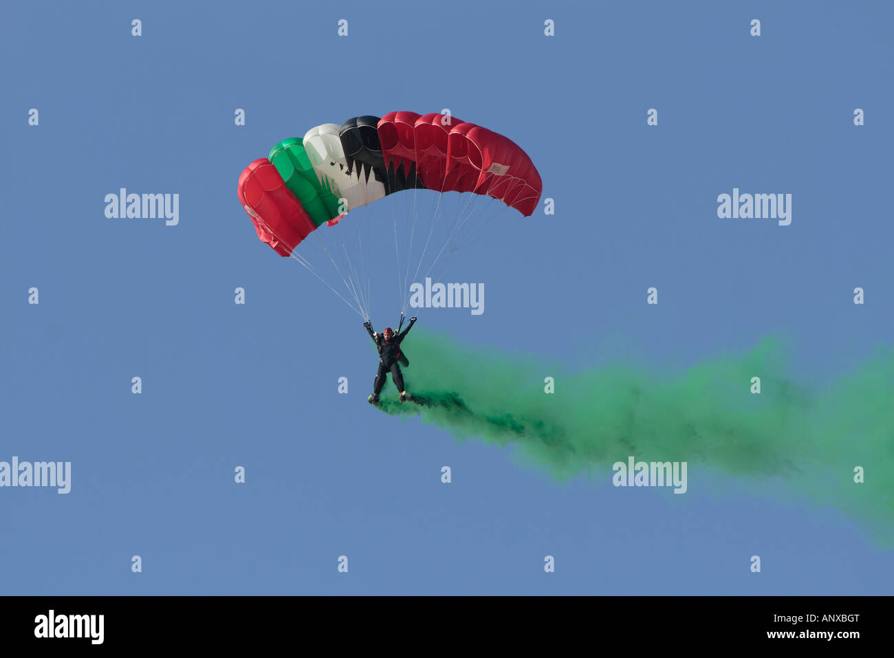 Skydiver performing at the Al Ain airshow United Arab Emirates 2007 Stock Photo