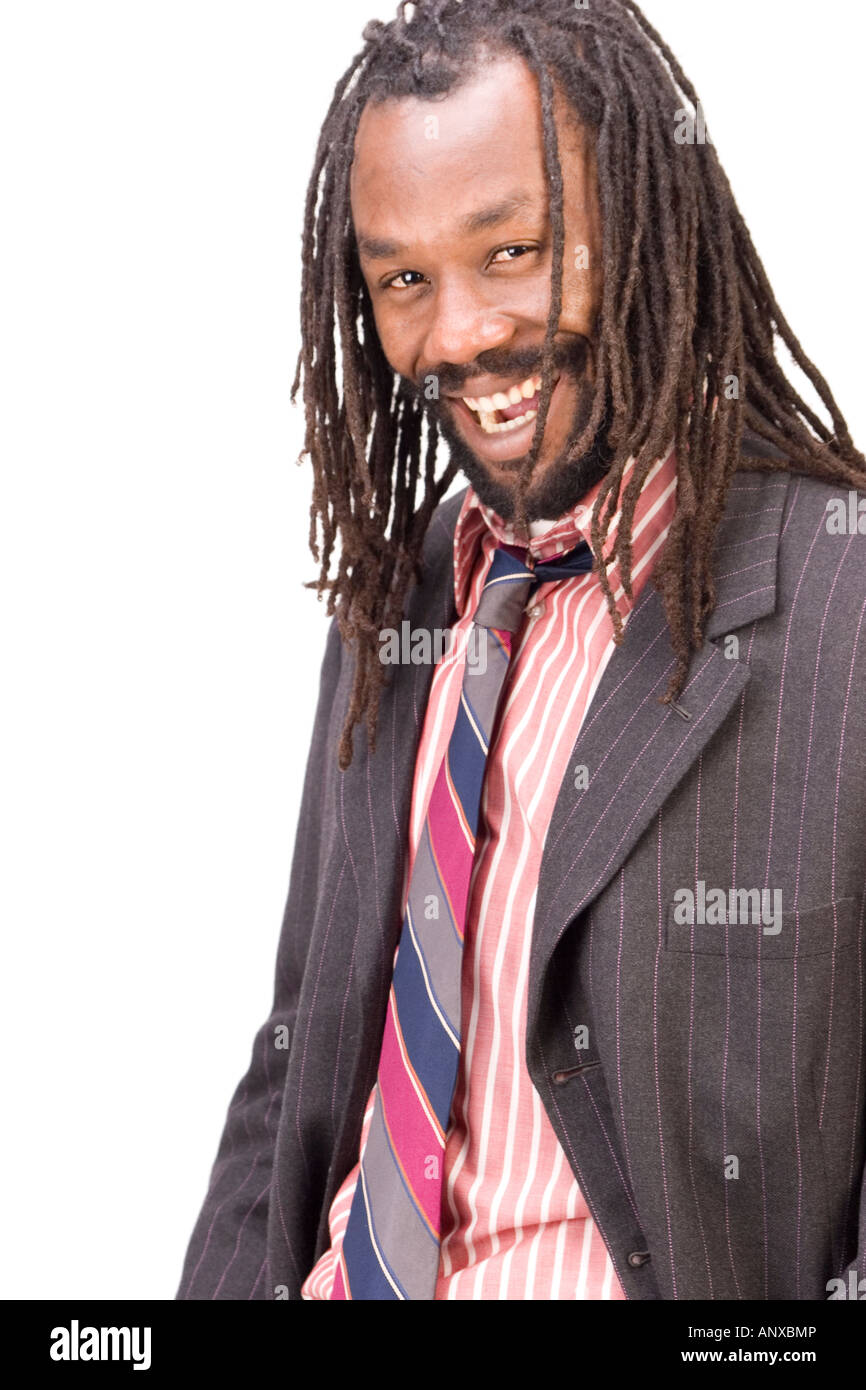A Black Man With Dreadlock Hair Isolated On A White