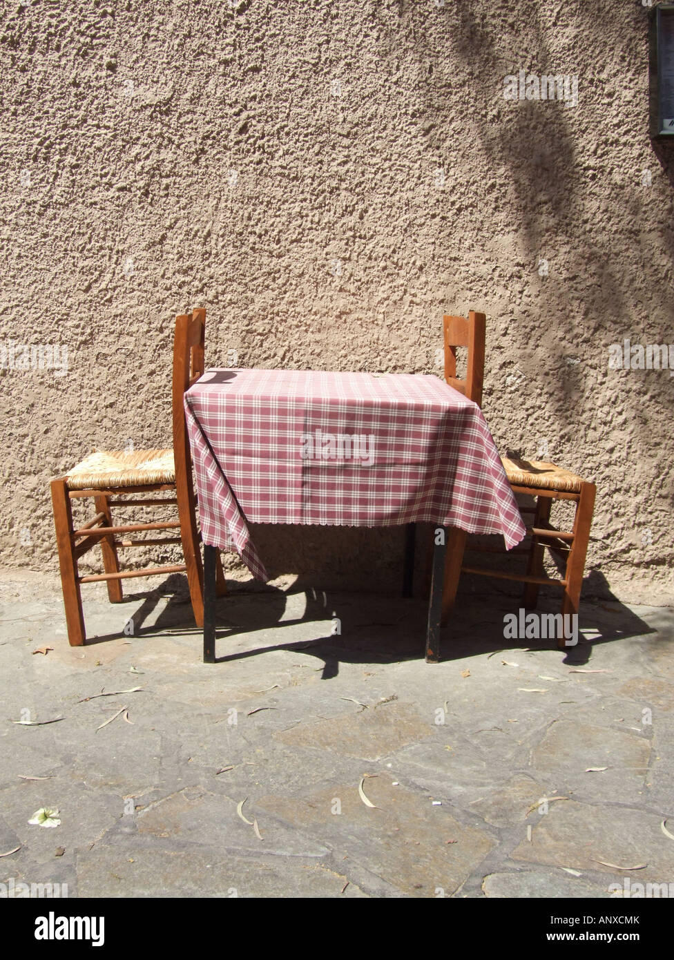 table outside bar in greece athens Stock Photo