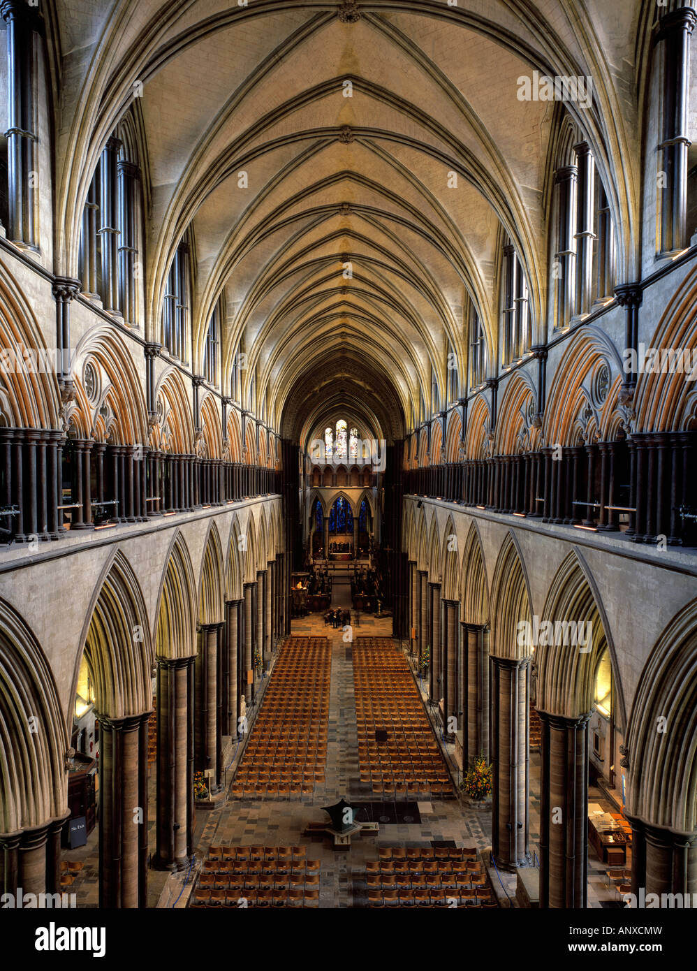 Nave of Salisbury Cathedral England Stock Photo