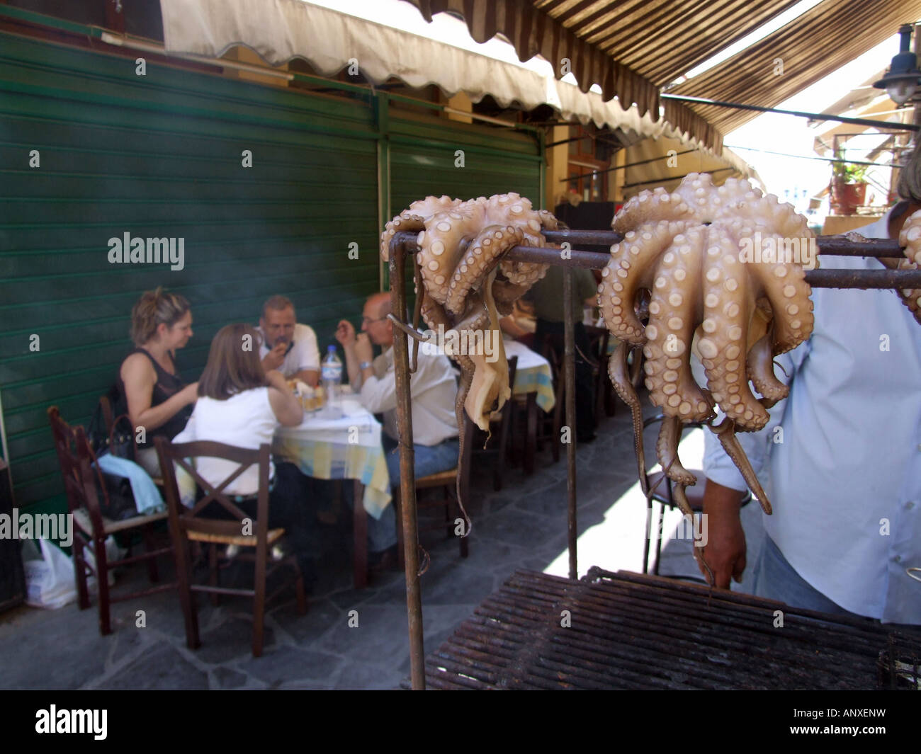 street scene on the greek island aegina Stock Photo