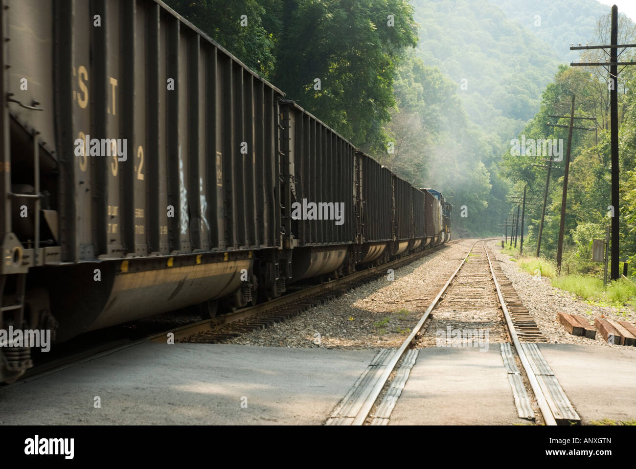 Coal train in West Virginia Stock Photo