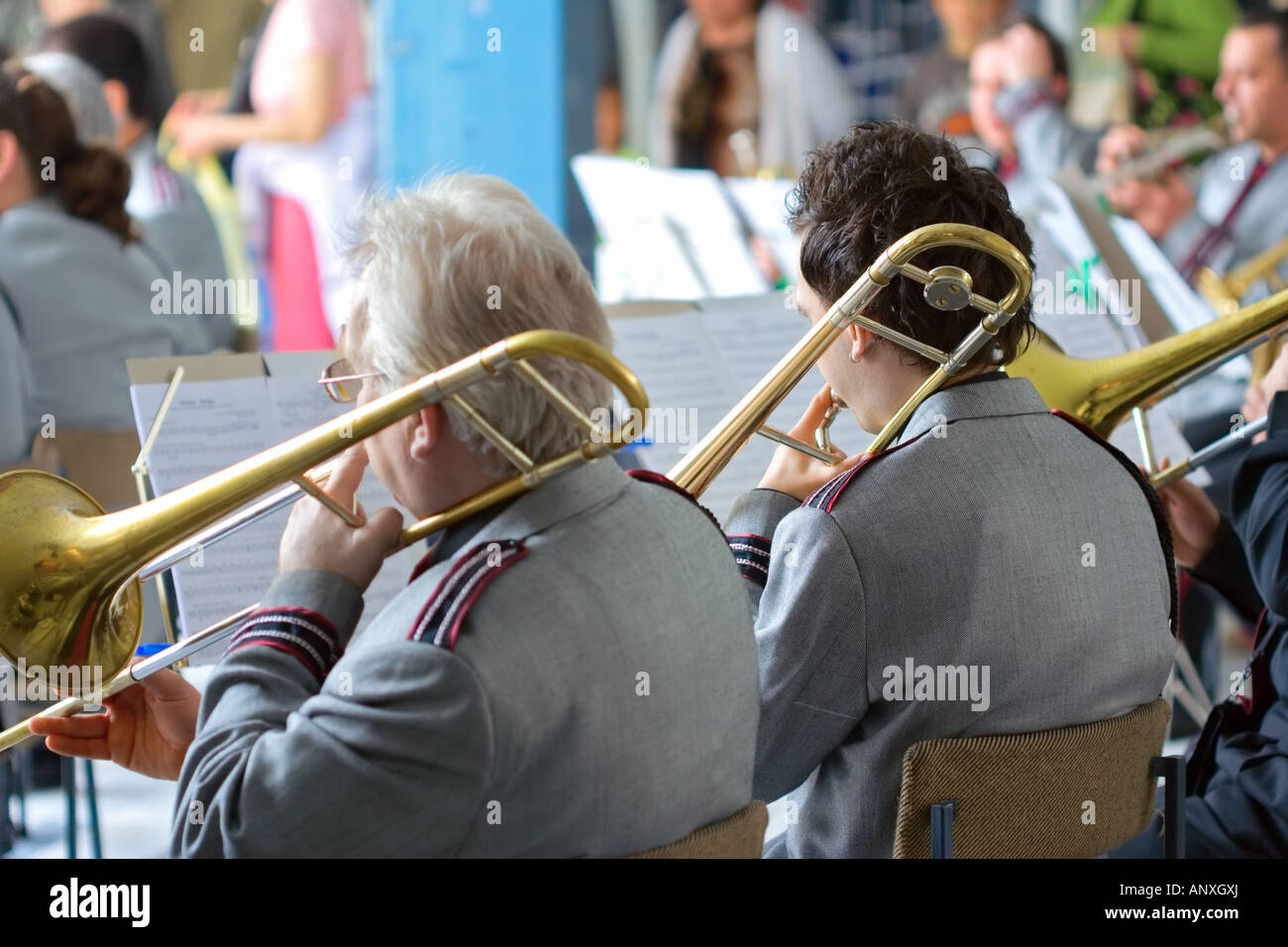 Brass band at a concert Stock Photo Alamy