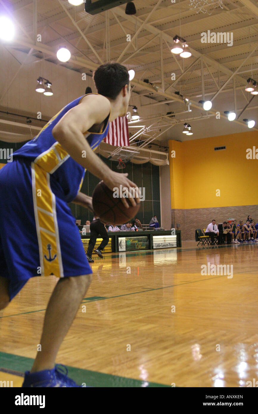 Lake Superior State Lakers player inbounding the basketball. Stock Photo