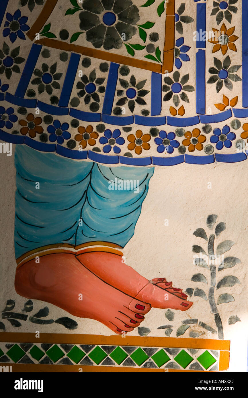 INDIA, Rajasthan, Udaipur: Indian Wall Art, Udai Kothi Hotel Stock Photo