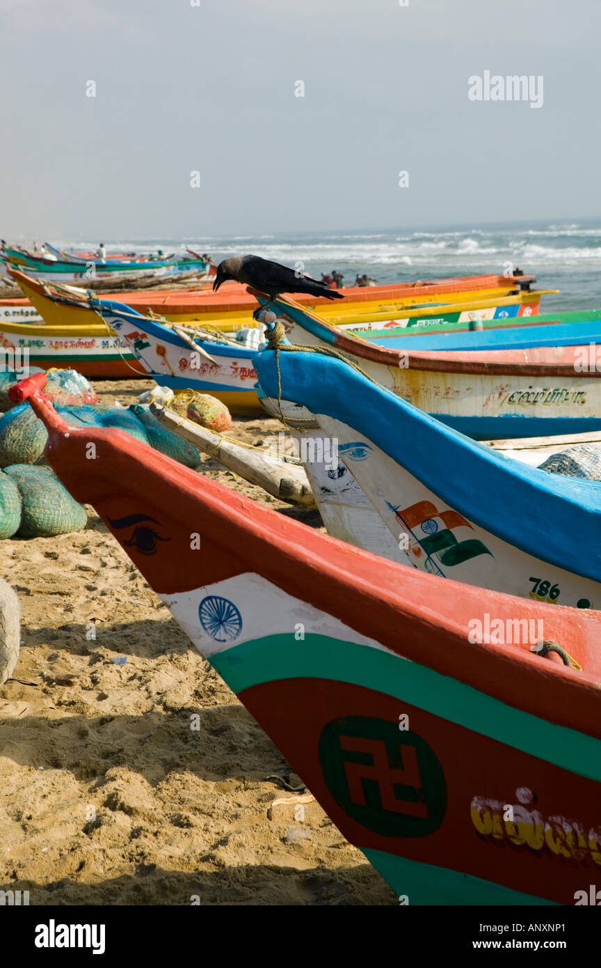 INDIA, Tamil Nadu, Chennai Marina Beach, Fishing Boats Stock Photo Alamy